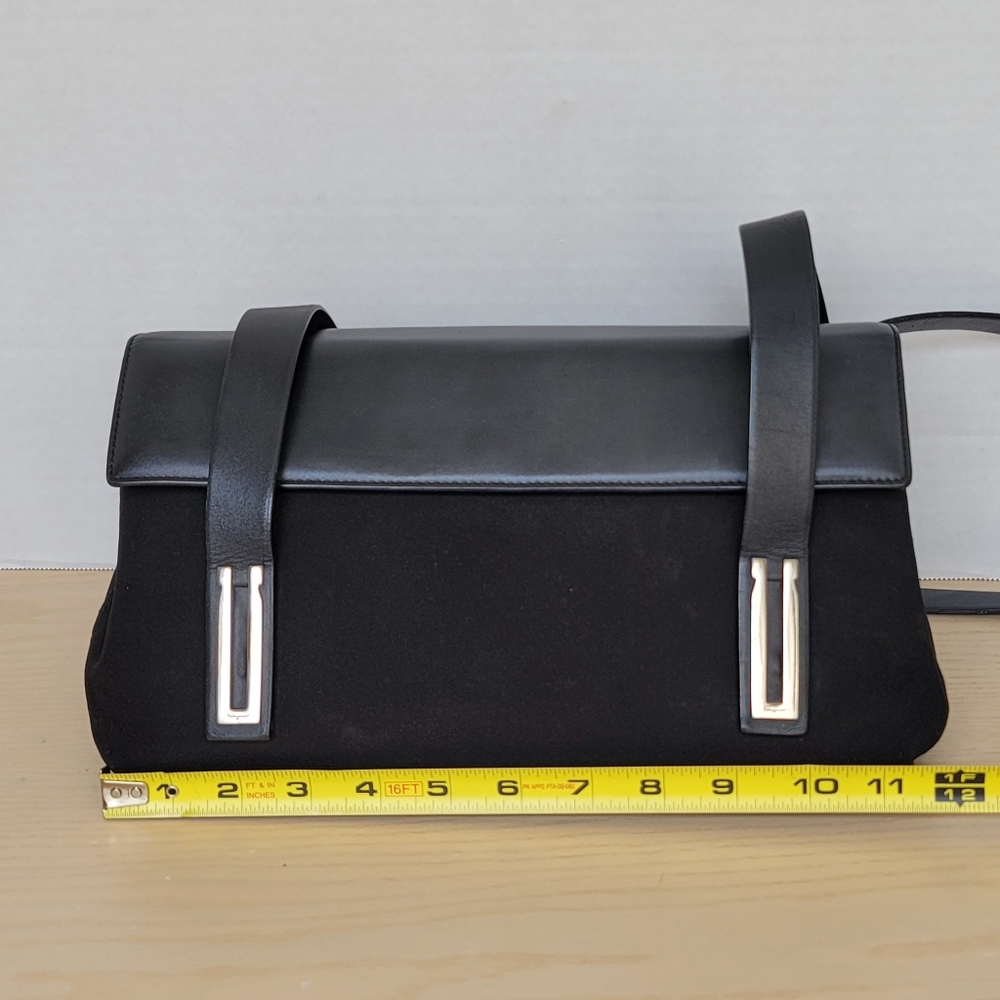 Salvatore Ferragamo Vintage Black Nylon Y2K 90s Double Handle Shoulder Bag Purse - Picture 14 of 17